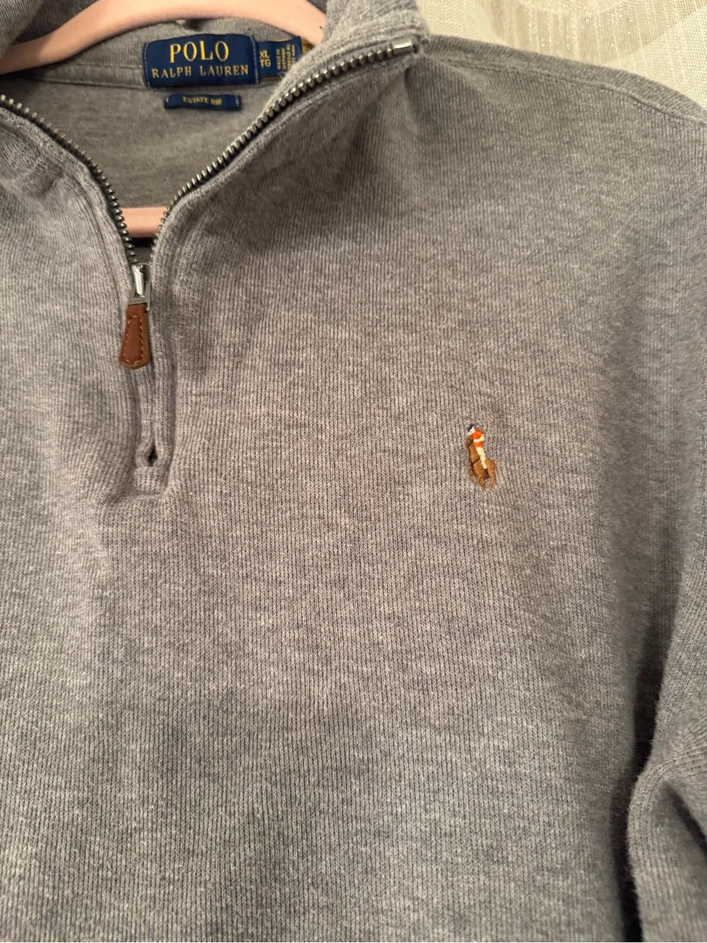 Polo by Ralph Lauren Men's Heather Gray Quarter-Zip Sweater